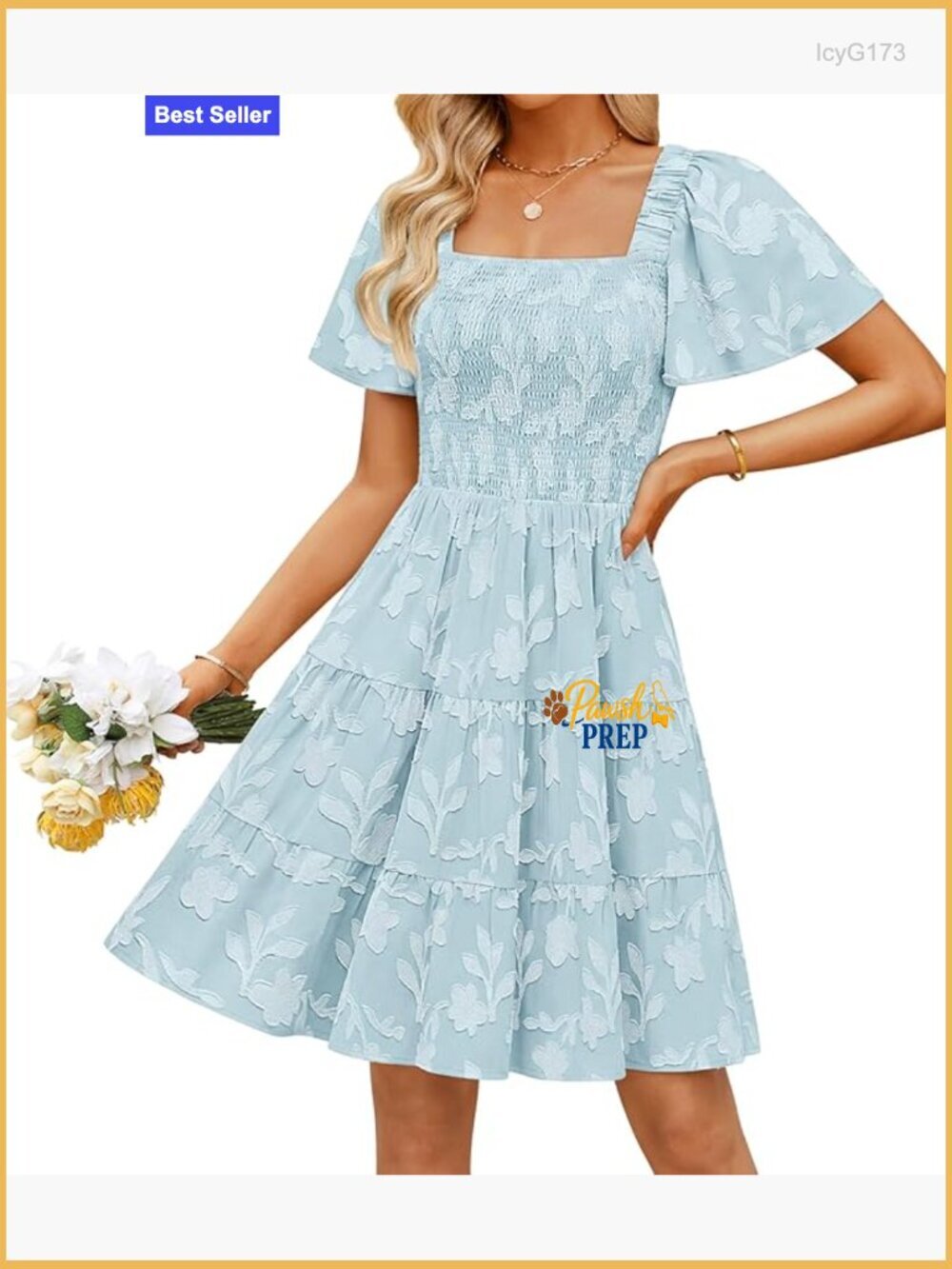 Summer Boho Floral Mini Dress Short Sleeve Square Neck Swing Sundress